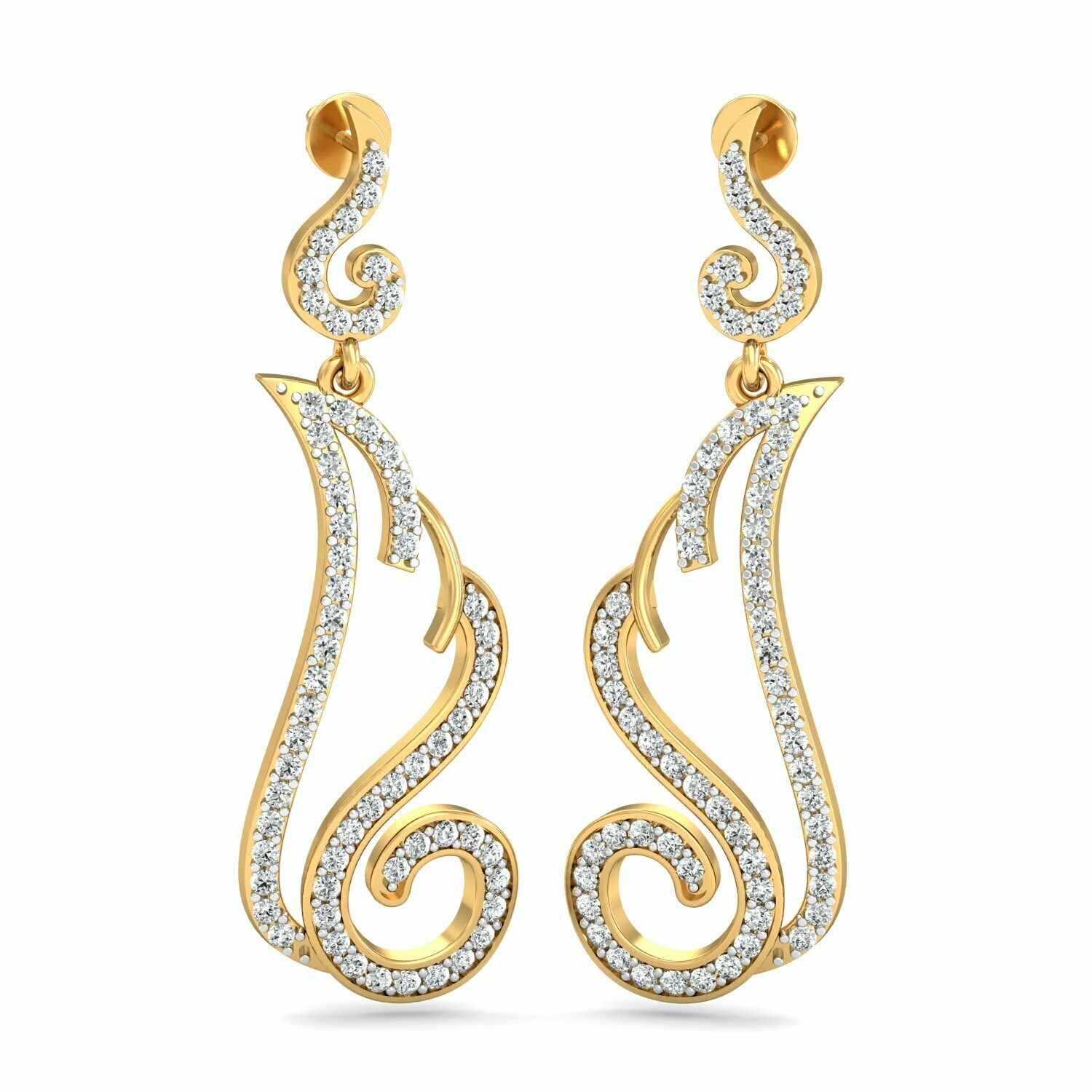 3D CAD jewelry model diamond earrings and pendant