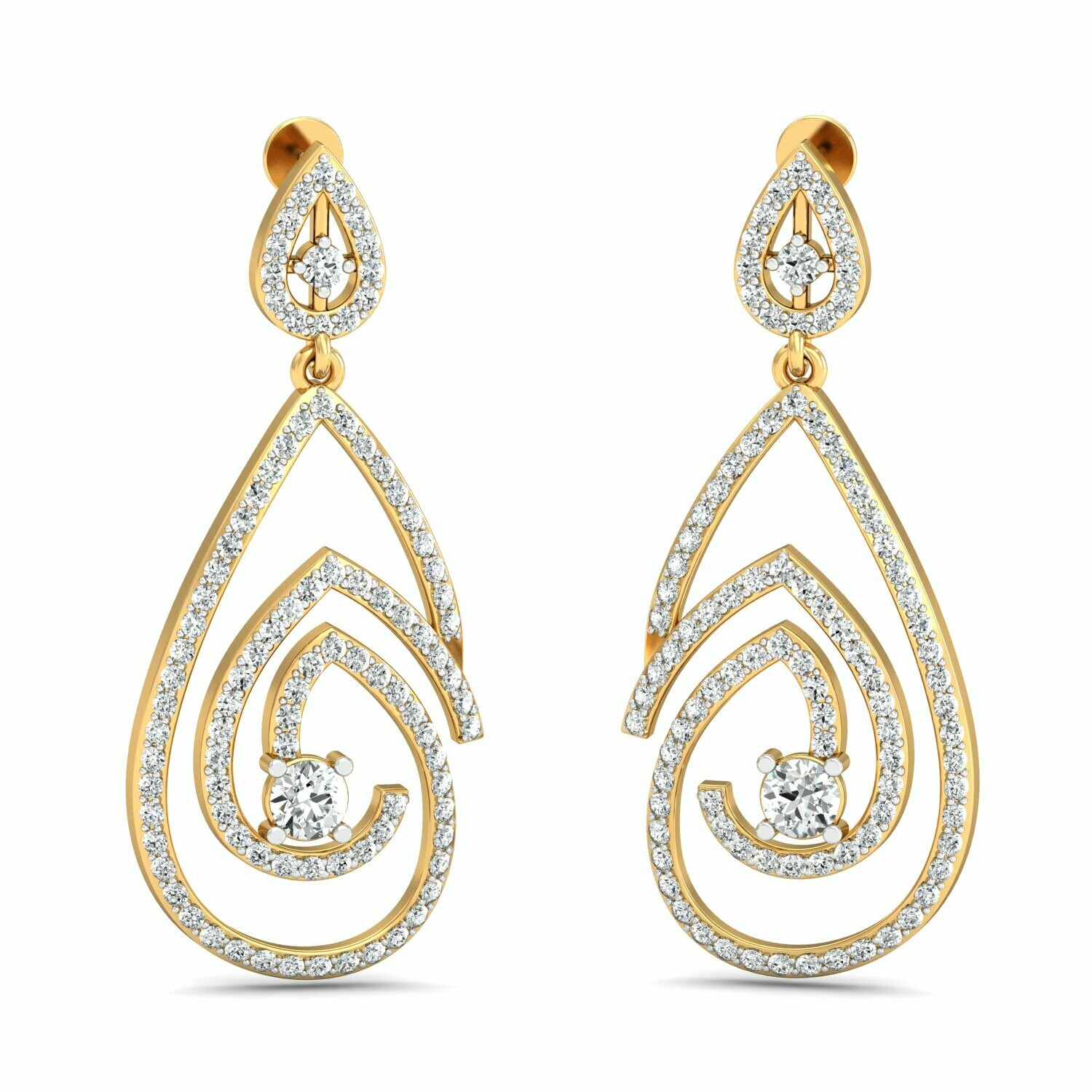3D CAD jewelry model diamond earrings and pendant