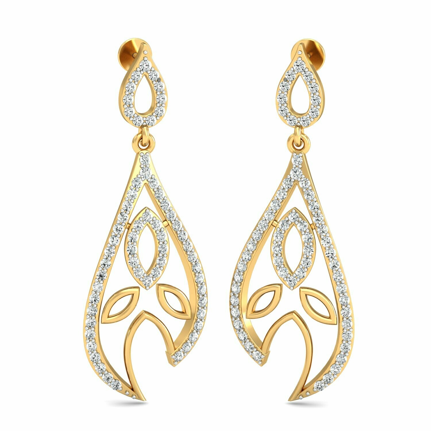 3D CAD jewelry model diamond earrings and pendant
