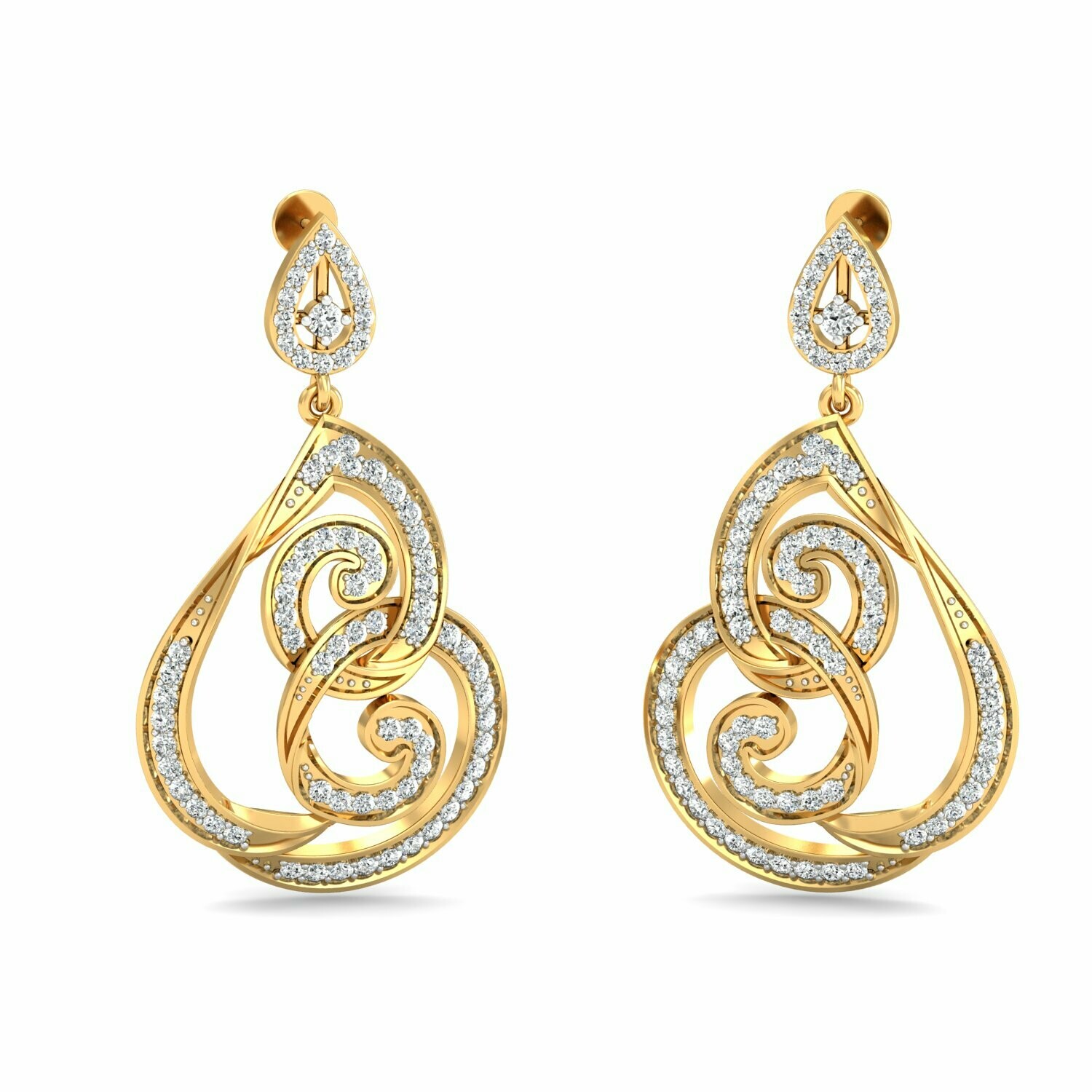 3D CAD jewelry model diamond earrings and pendant