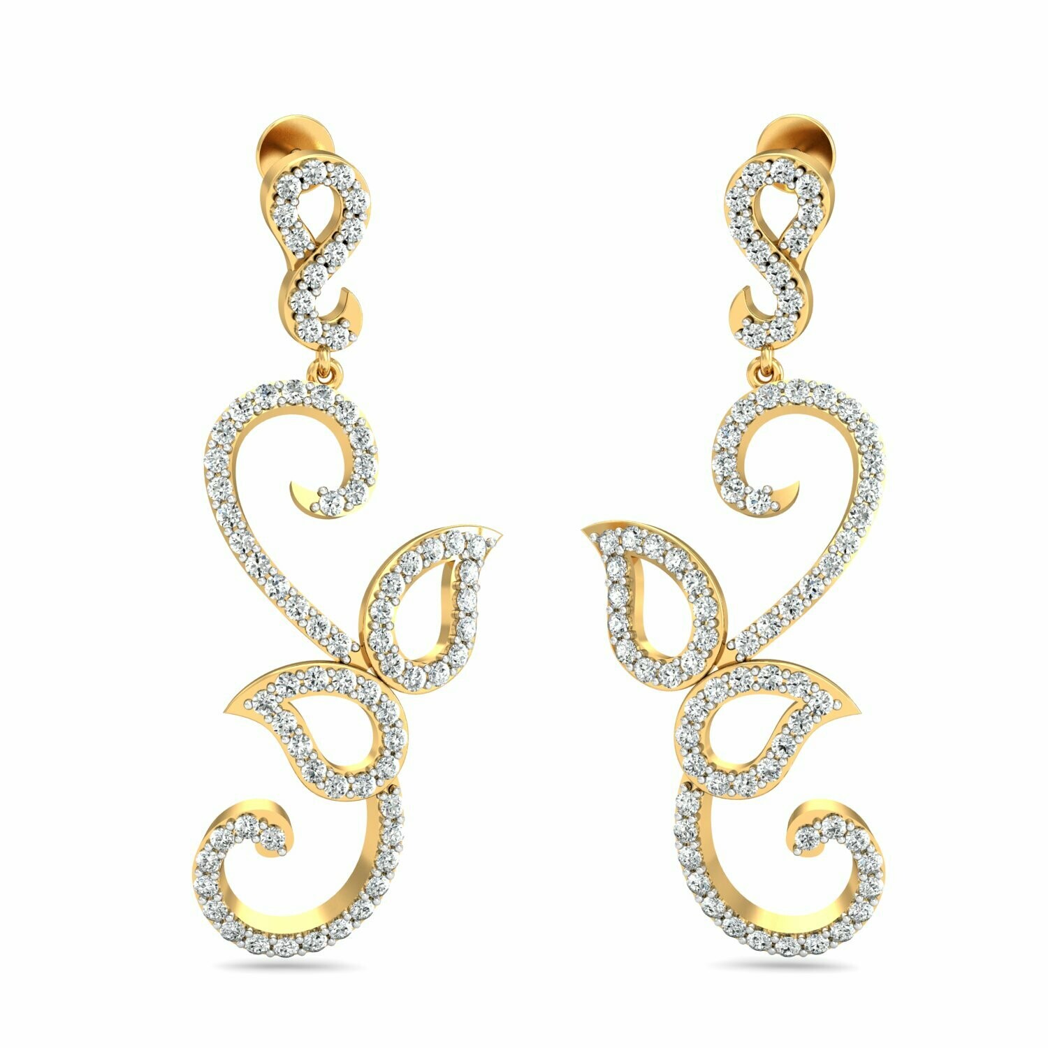 3D CAD jewelry model diamond earrings and pendant