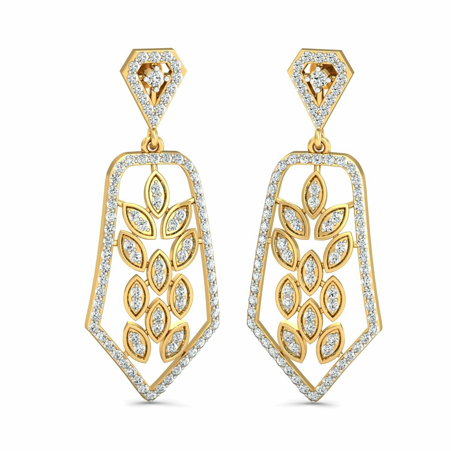 3D CAD jewelry model diamond earrings and pendant