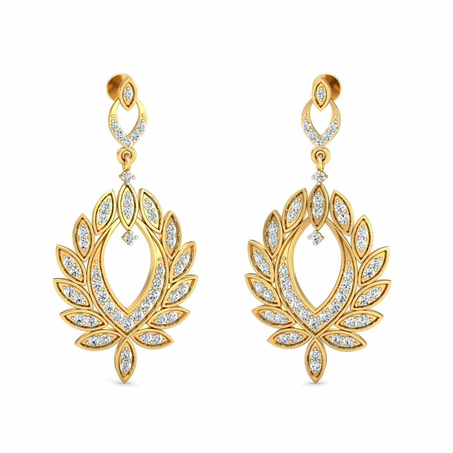 3D CAD jewelry model diamond earrings and pendant