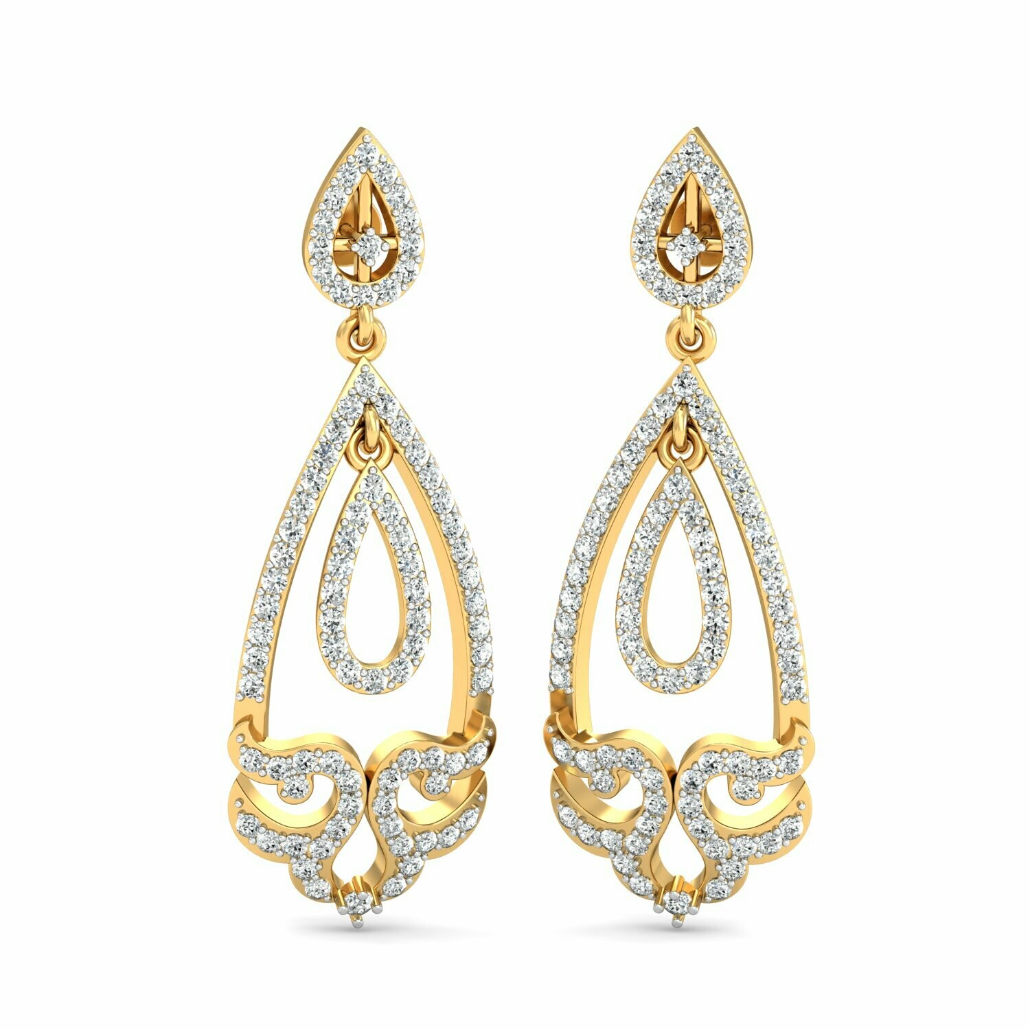 3D CAD jewelry model diamond earrings and pendant