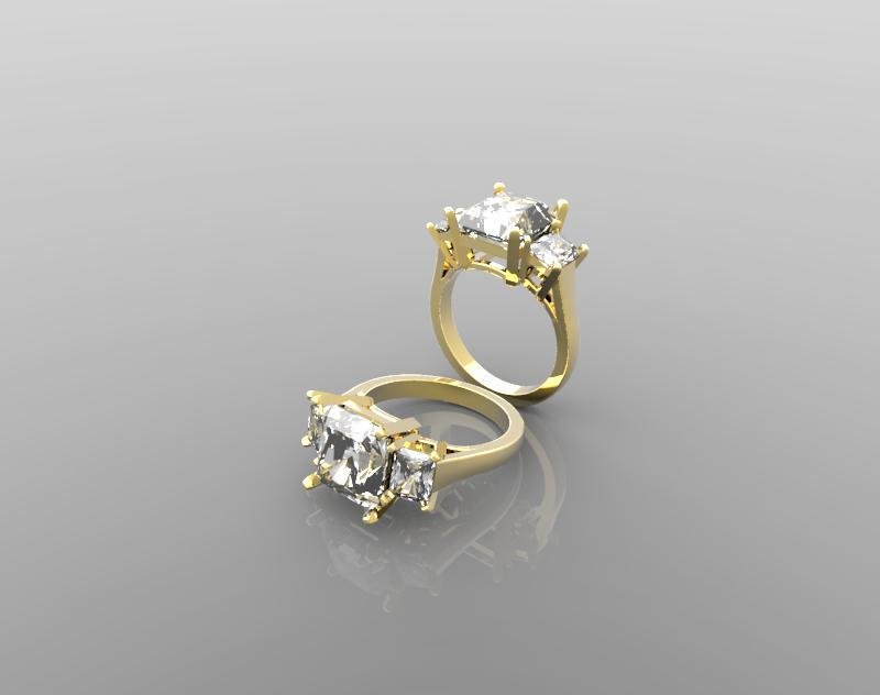 3Д файл модели ювелирного кольца с камнями(размер 18)