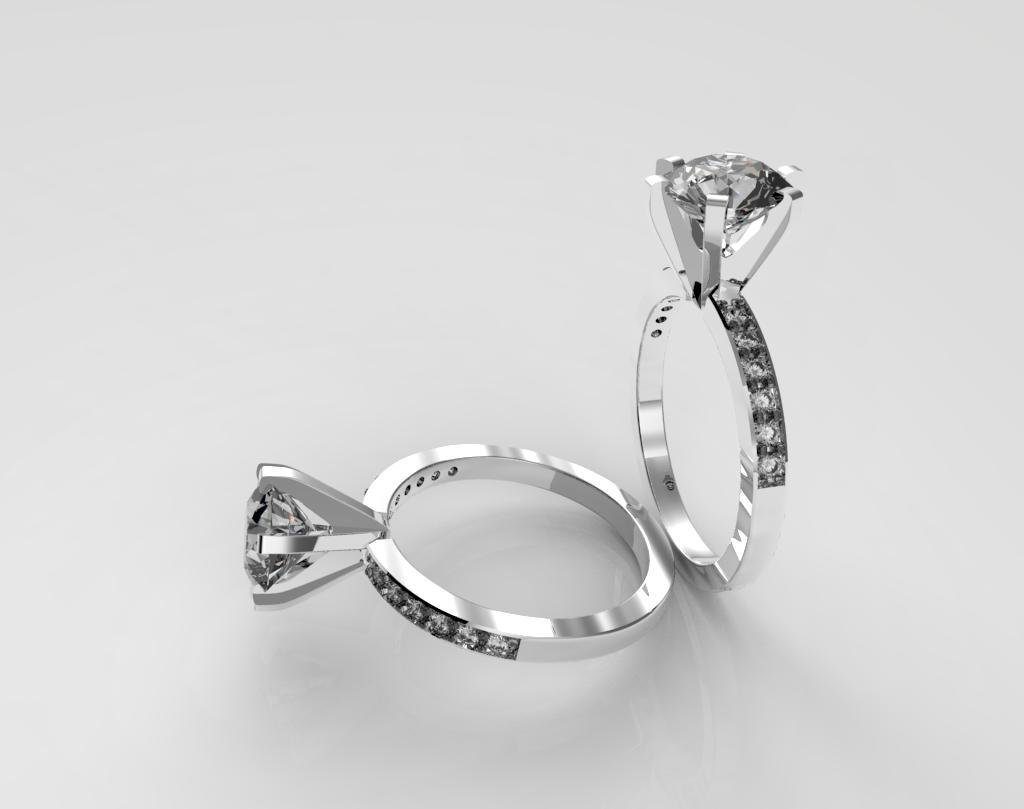 3Д файл модели свадебного кольца,камень 1 карат,размер 18