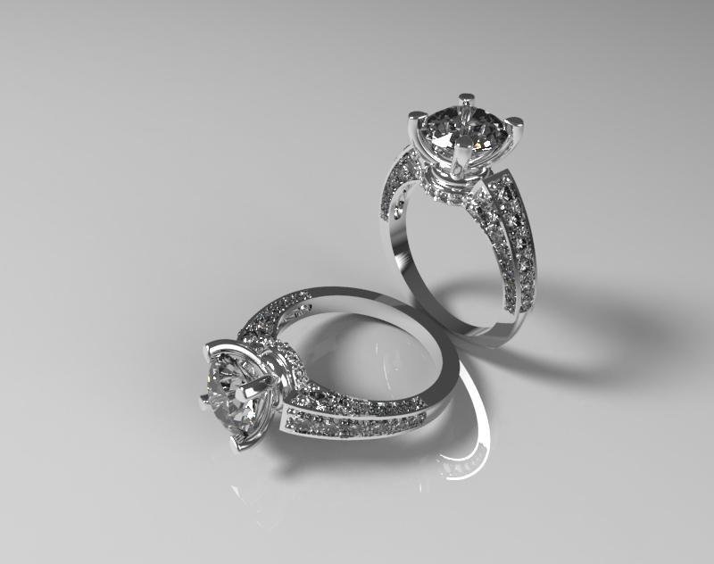 3Д файл модели свадебного кольца с камнями