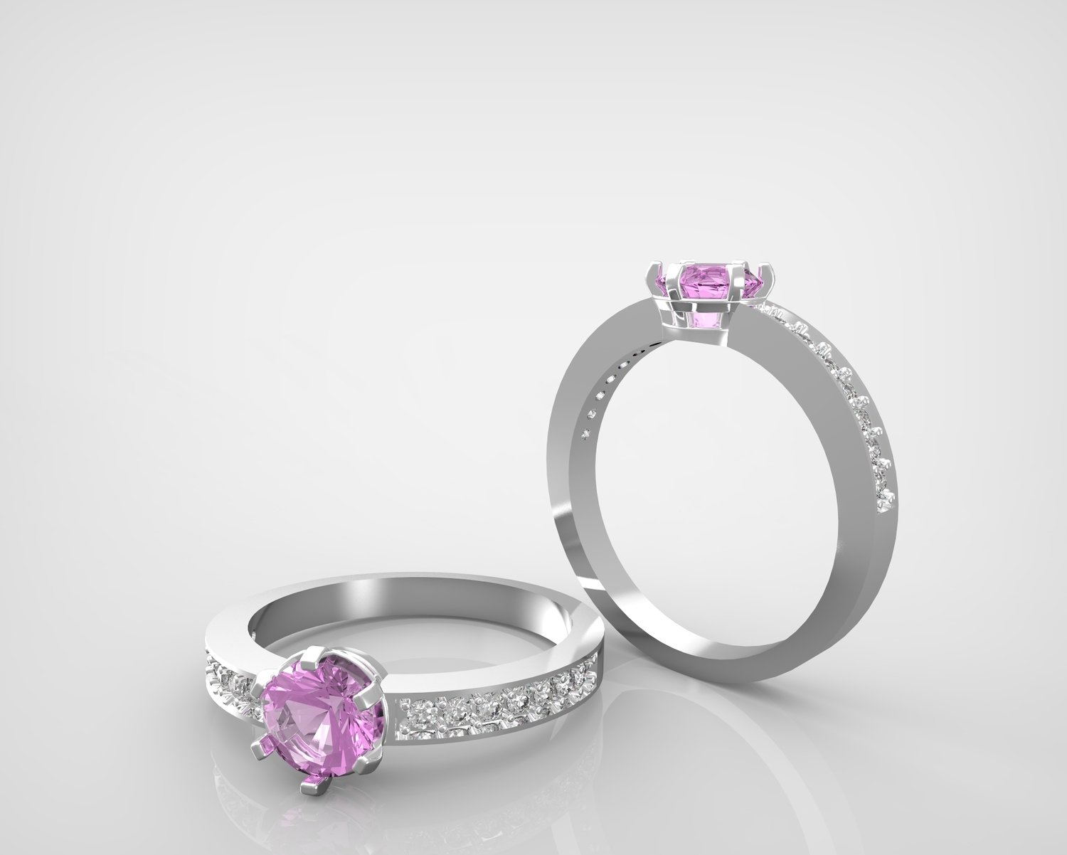 3Д файл модели свадебного кольца с бриллиантами