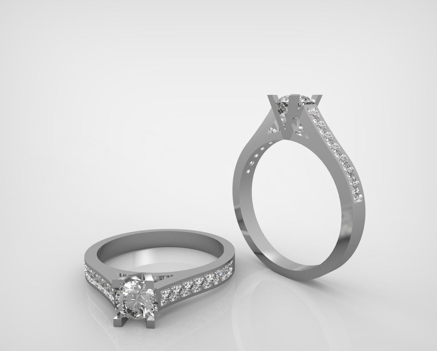 3Д файл модели ювелирного кольца с бриллиантами