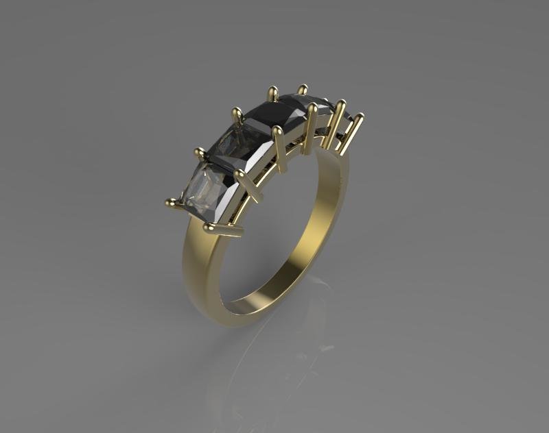 3D Model Five Diamonds Engagement ring