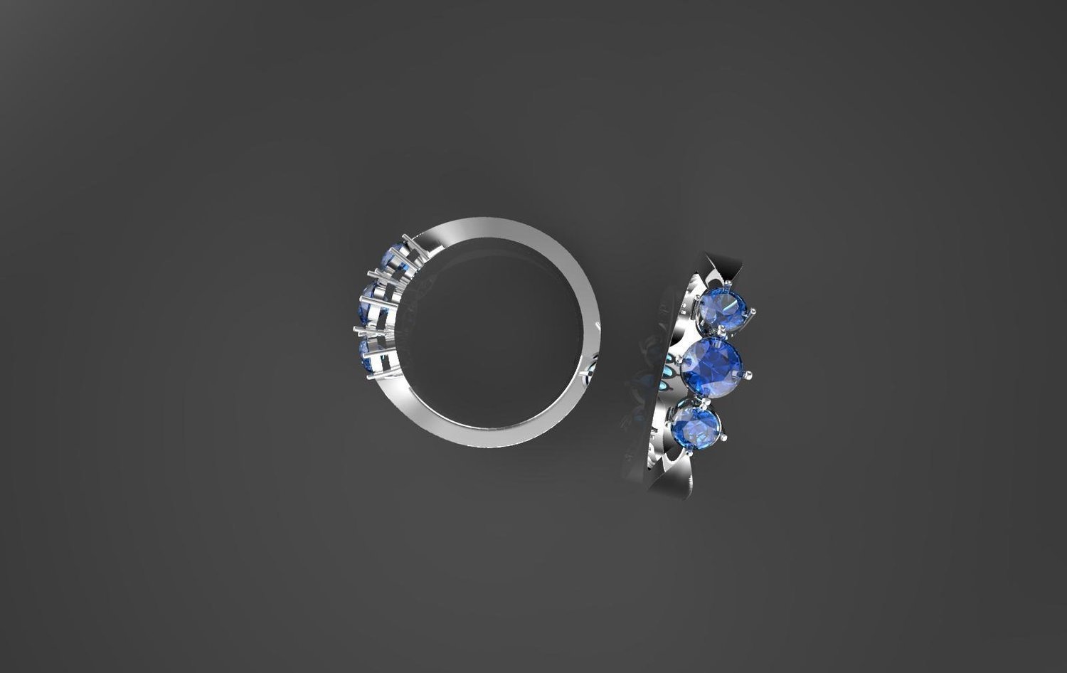 3D CAD Model,Ring with Sapphires
