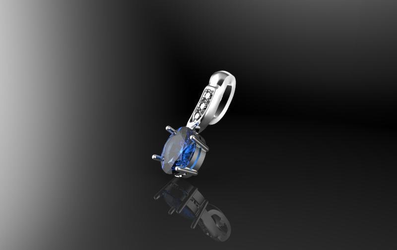 3D CAD Model of Pendant with Sapphire,