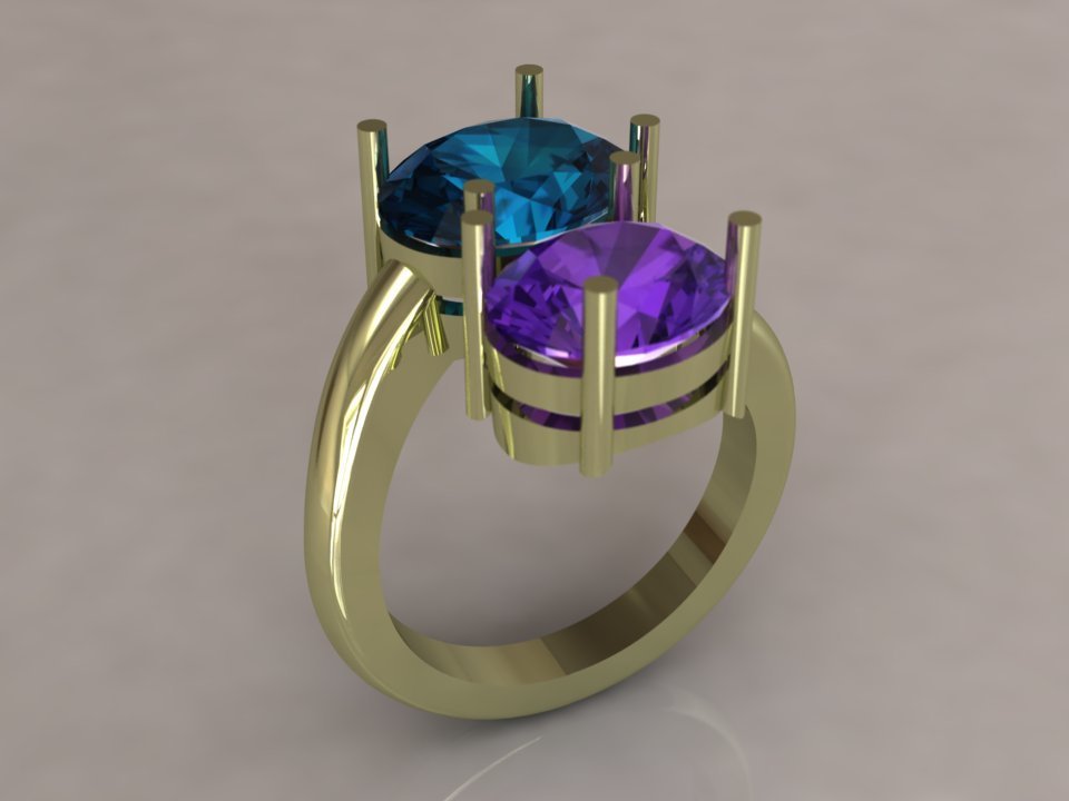Ring with Sapphire and Amethyst,3D Model