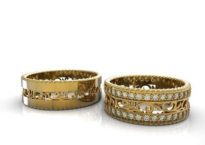 3D Model of Wedding Ring (women) with Diamonds