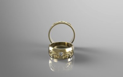 CAD Model of Wedding Ring with Diamond