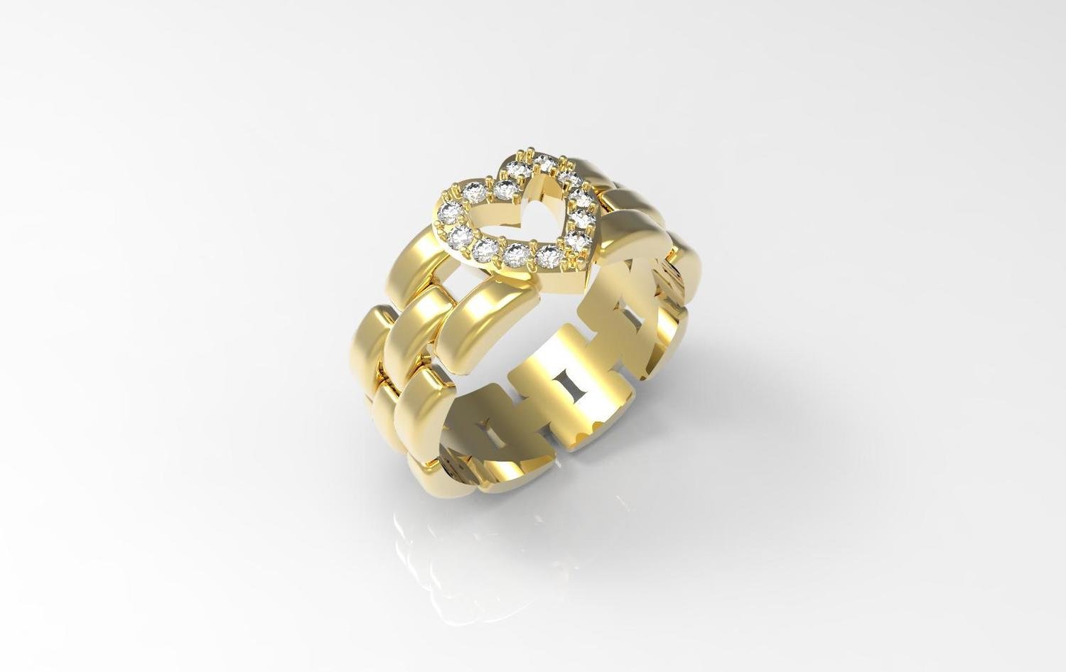 3D CAD Model of Wedding Ring with Diamonds