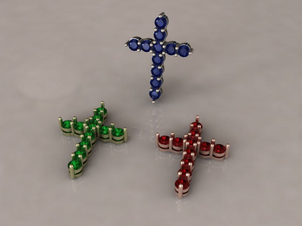Cross with Colored Gemstones