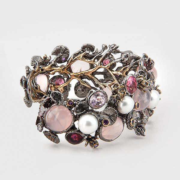 Multicolored gemstone bracelet in sterling silver