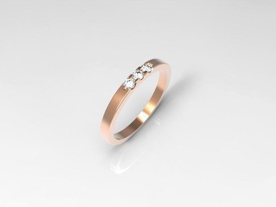 3D jewelry model of 3 stones  wedding ring (Size 6US)