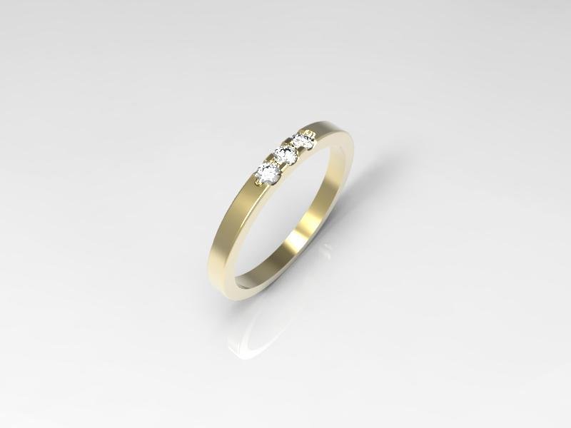 3D jewelry model of 3 stones  wedding ring (Size 8US