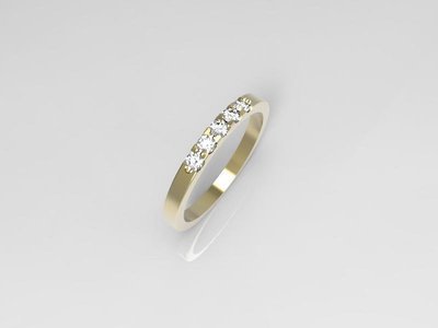3D jewelry model of 5 stones  wedding ring (Size 6US)