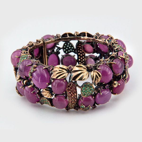 Multicolored Ruby,Peridot,Amethyst Gemstone Bracelet in Sterling Silver