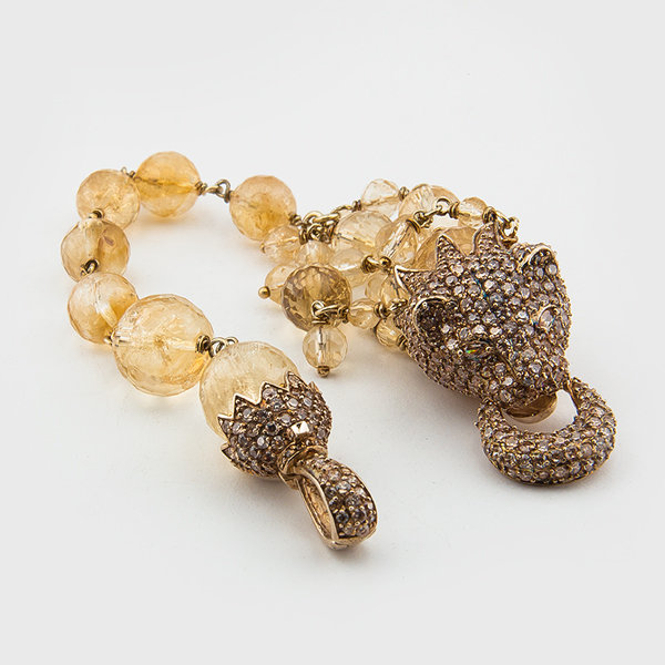 Citrine gemstone bracelet in gold plated silver