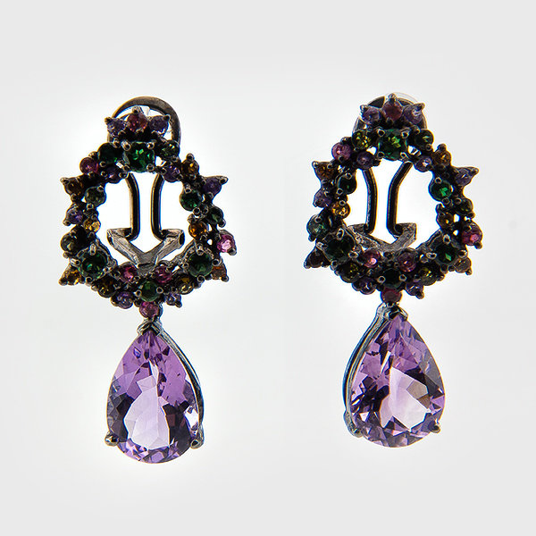 Amethyst earrings in sterling silver