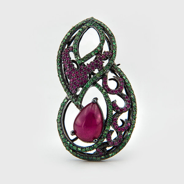 Colored gemstone pendant in sterling silver