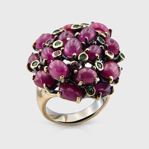 Gemstone ring in yellow gold plated silver