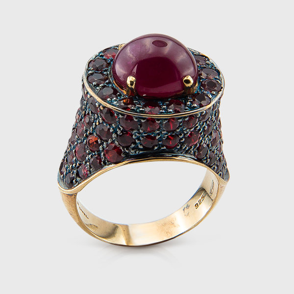 Gemstone ring in yellow gold plated silver