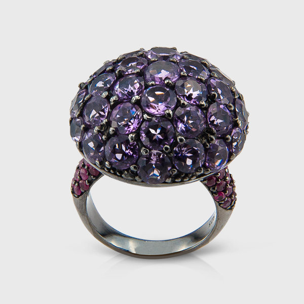 Colored gemstone ring in sterling silver