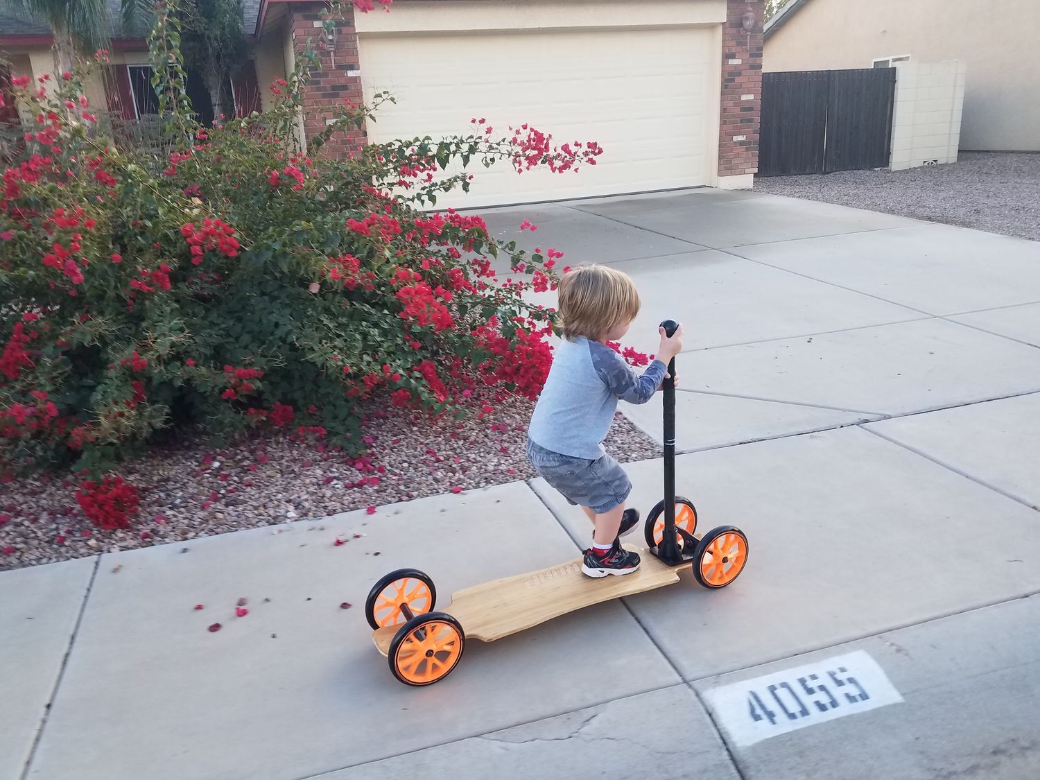 Big Wheel Bamboo Fiberglass Camber Longboard and Skate Handle COMBO