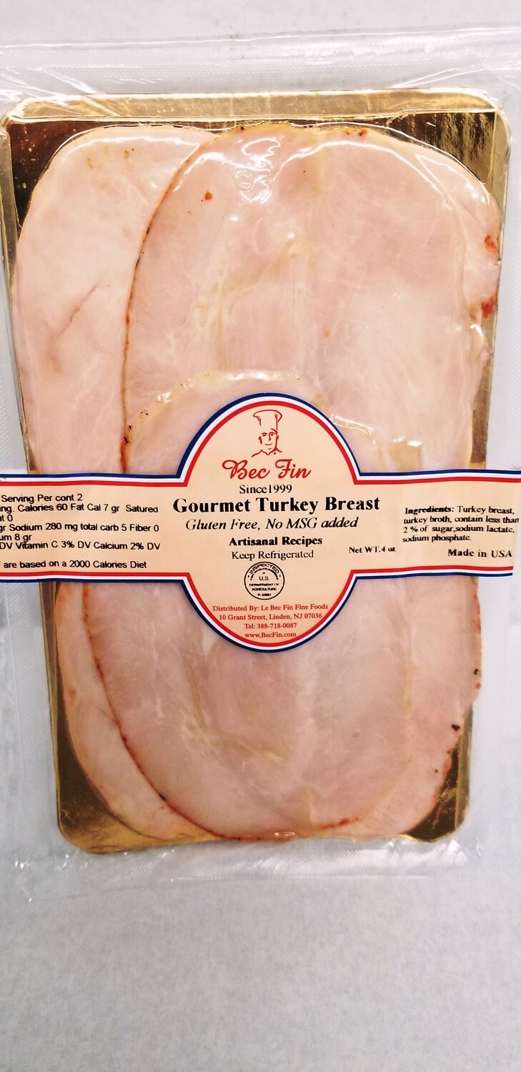 sliced roasted gourmet Turkey breast 4 OZ pack ready to eat