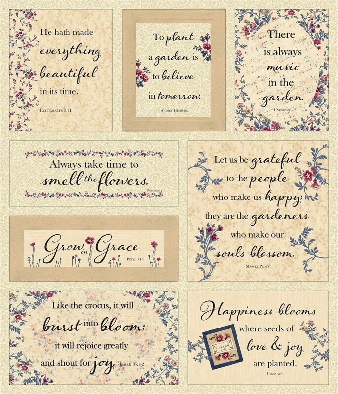 Grow in Grace Fabric Panel from Victory Garden collection