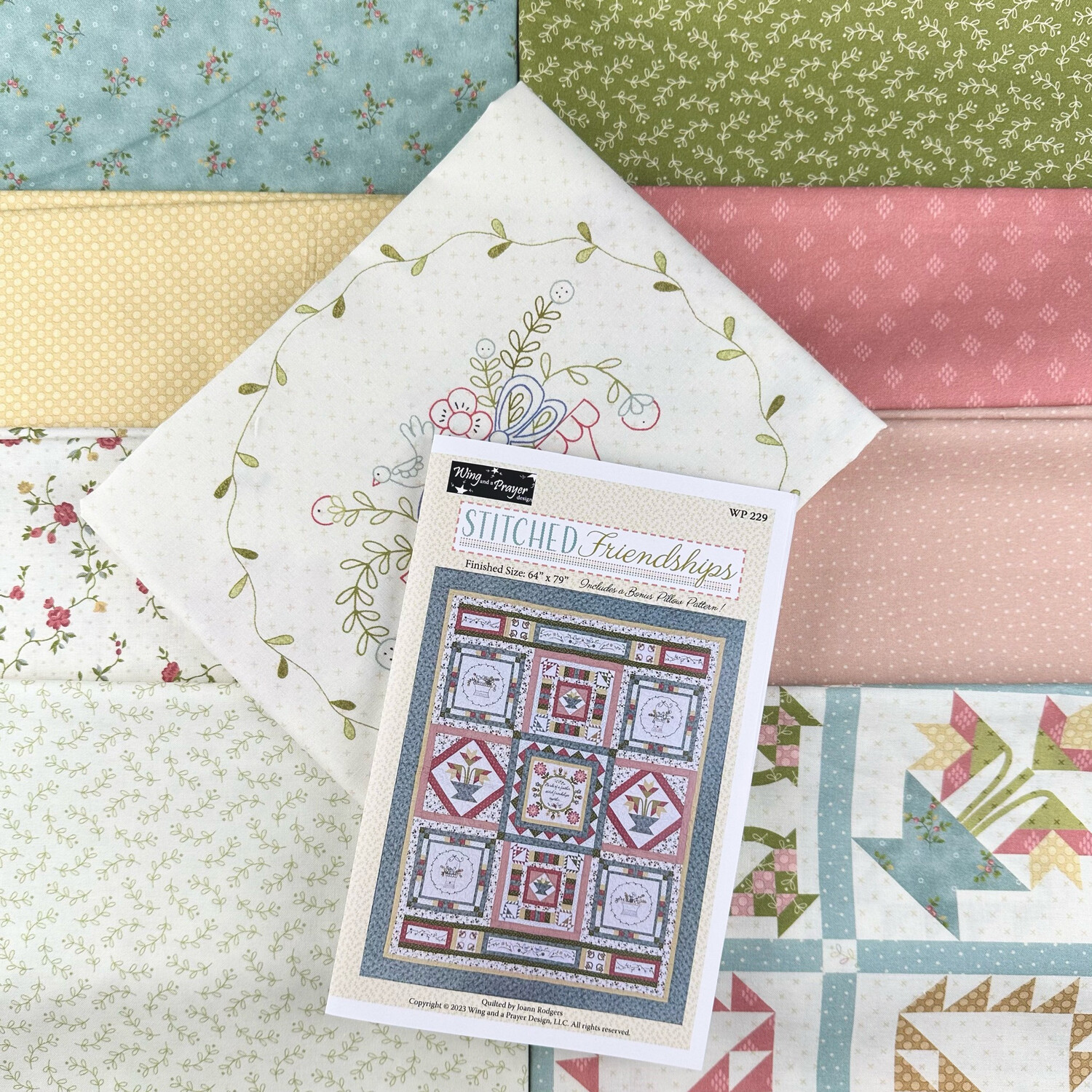 Stitched Friendships Kit (includes fabric for top & binding plus pattern) Stitched Friendships Kit (includes fabric for top & binding plus pattern)