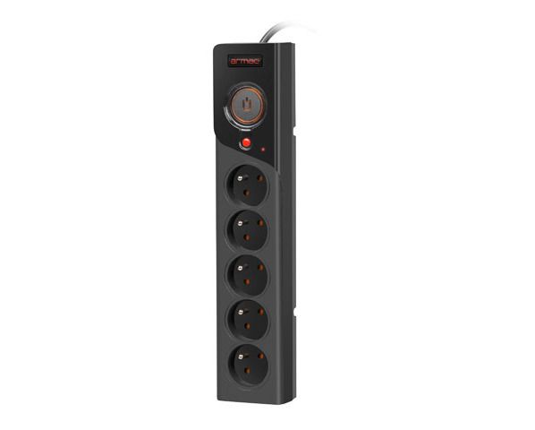 ARMAC LISTWA ZASILAJĄCA Z5 5M CZARNA 5X 230V PL 10A ORGANIZER KABLA przeciwpr