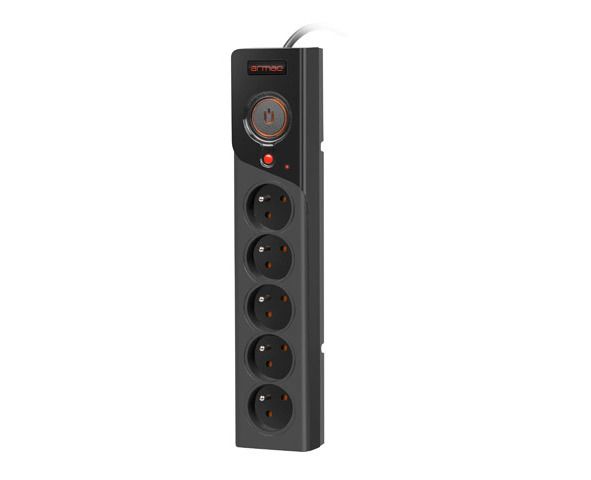 ARMAC LISTWA ZASILAJĄCA Z5 3M CZARNA 5X 230V PL 10A ORGANIZER KABLA przeciwpr