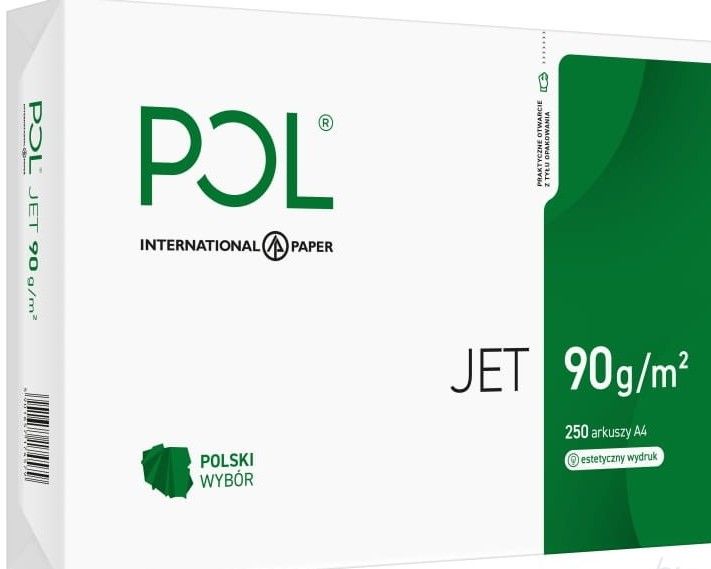 Papier ksero A4 Poljet 90g 250ark Białość 166CIE klasa A Producent IP 300