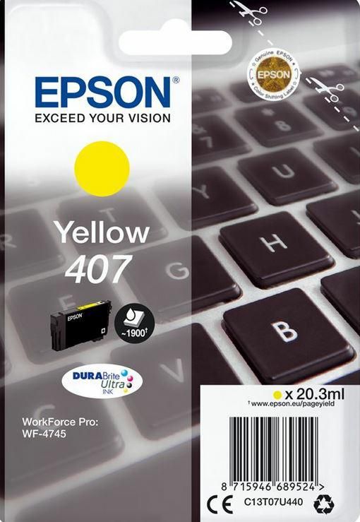 Epson Tusz WF-4745 C13T07U440 Yel. 407XL 1900 stron  20,3ml