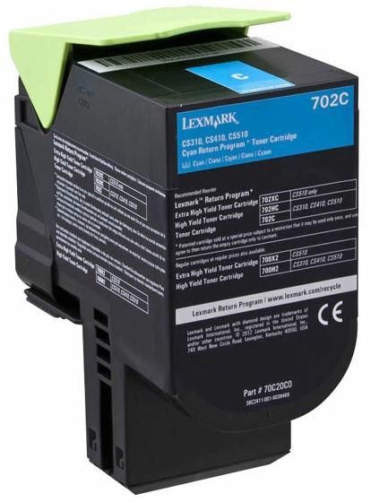 Lexmark Toner 70C20C0 Cyan 1K 702C CS310dn, CS310n, CS410dn, CS410dtn,