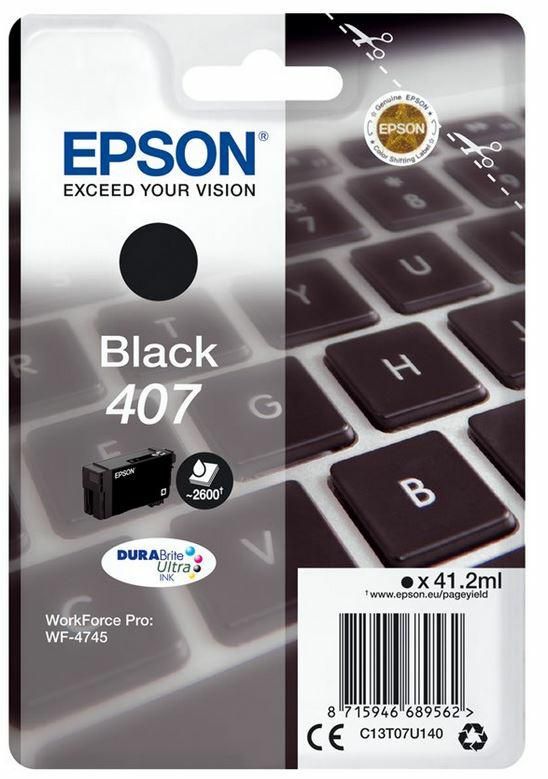 Epson Tusz WF-4745 C13T07U140 Bk 407XL 2600 stron  41,2 ml