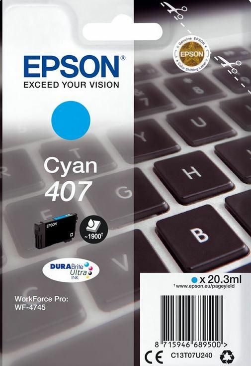 Epson Tusz WF-4745 C13T07U240 Cyan 407XL 1900 stron  20,3ml