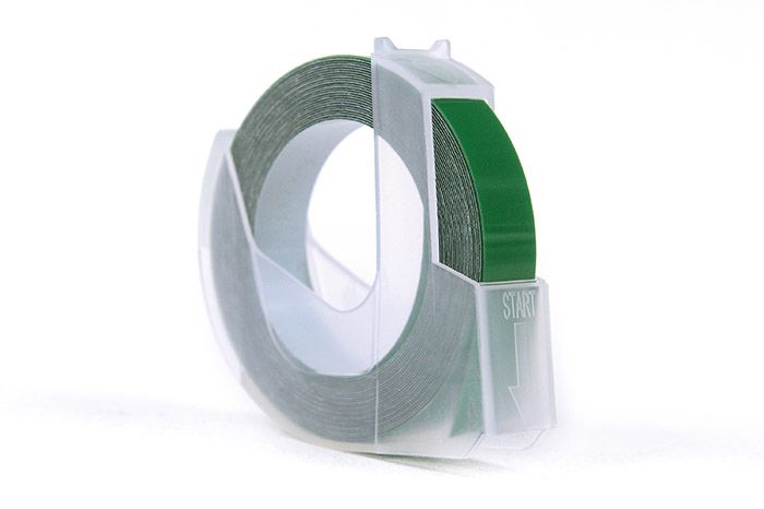Taśma 3D JetWorld Zamiennik Dymo Biały na Zielonym (do wytłaczania, emboss) 9mm x 3m (S0898160) (10szt.)