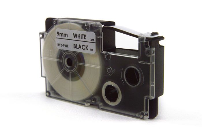 Taśma JetWorld Zamiennik Casio Czarny na Białym 9mm x 8m (PT-9WE1, PT9WE1, XR-9WE1, XR9WE1)