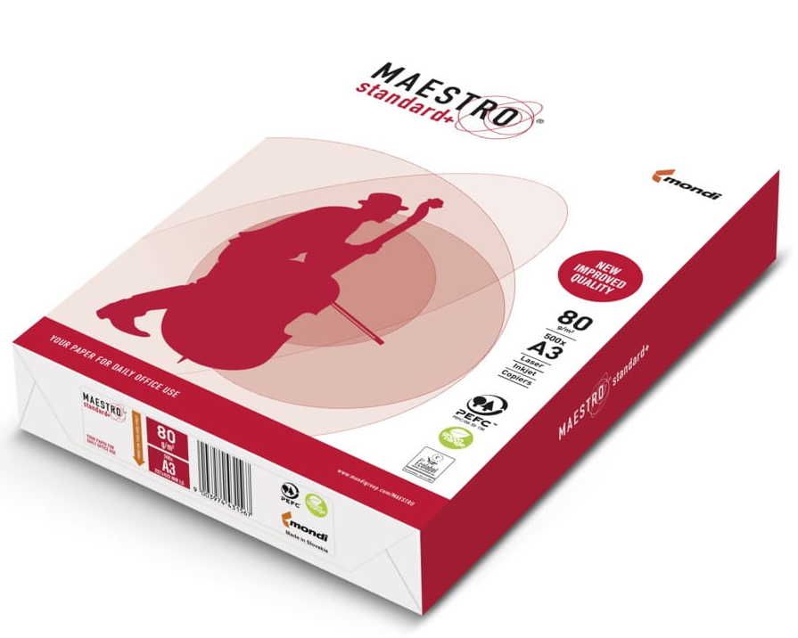 Papier ksero A3 Maestro Standard karton 80g Białość 161 klasa B