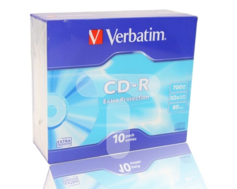 Verbatim CD-R 52x 700MB 10p 43415 slim slim case DataLife,Extra Protection, bez