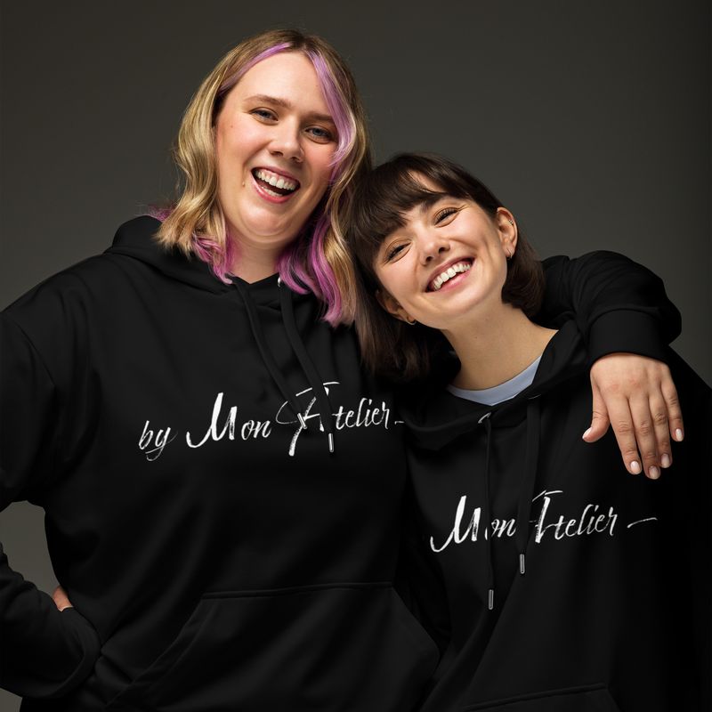 Sweat à capuche all over unisexe (recyclé) - Noir