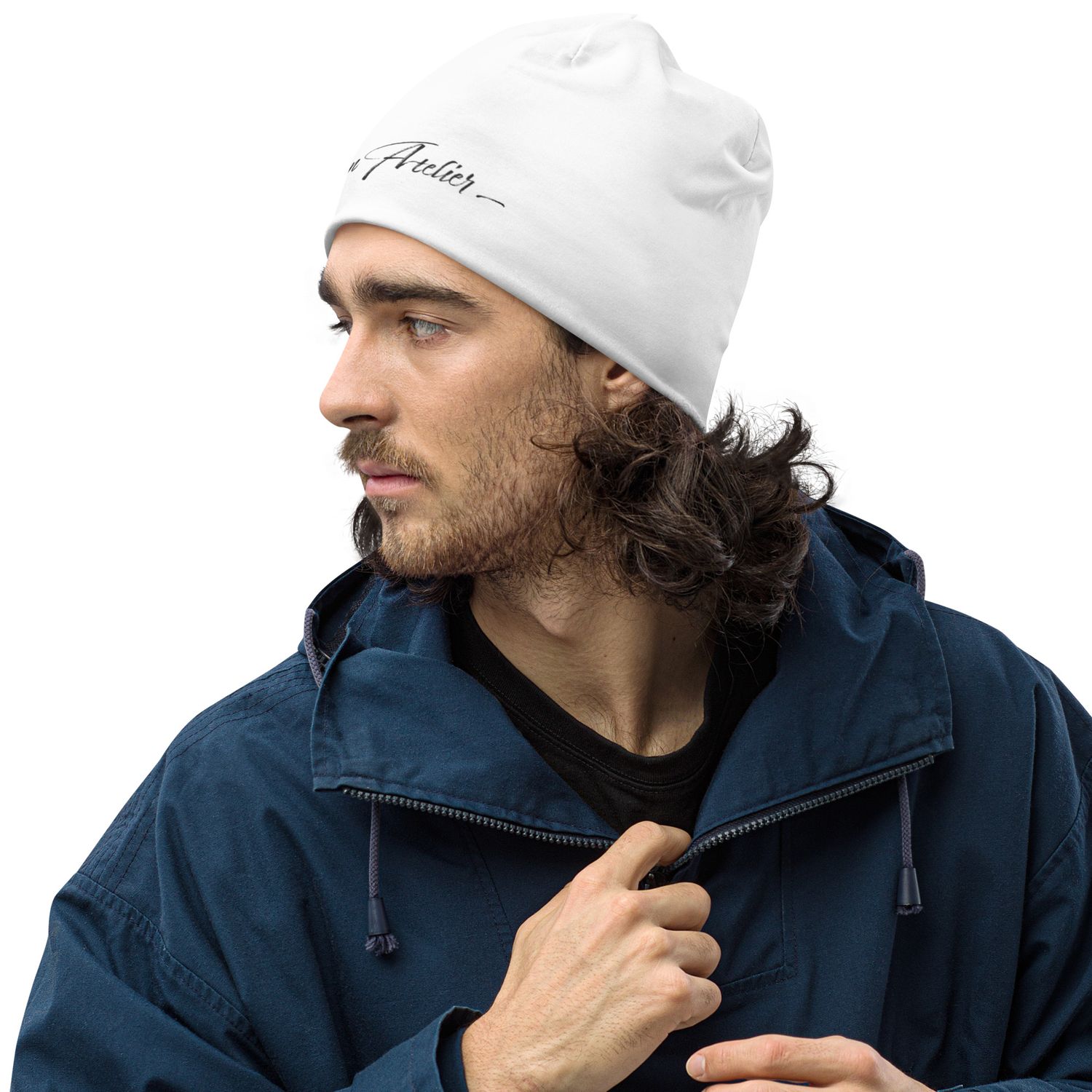 Bonnet All-Over Print Blanc