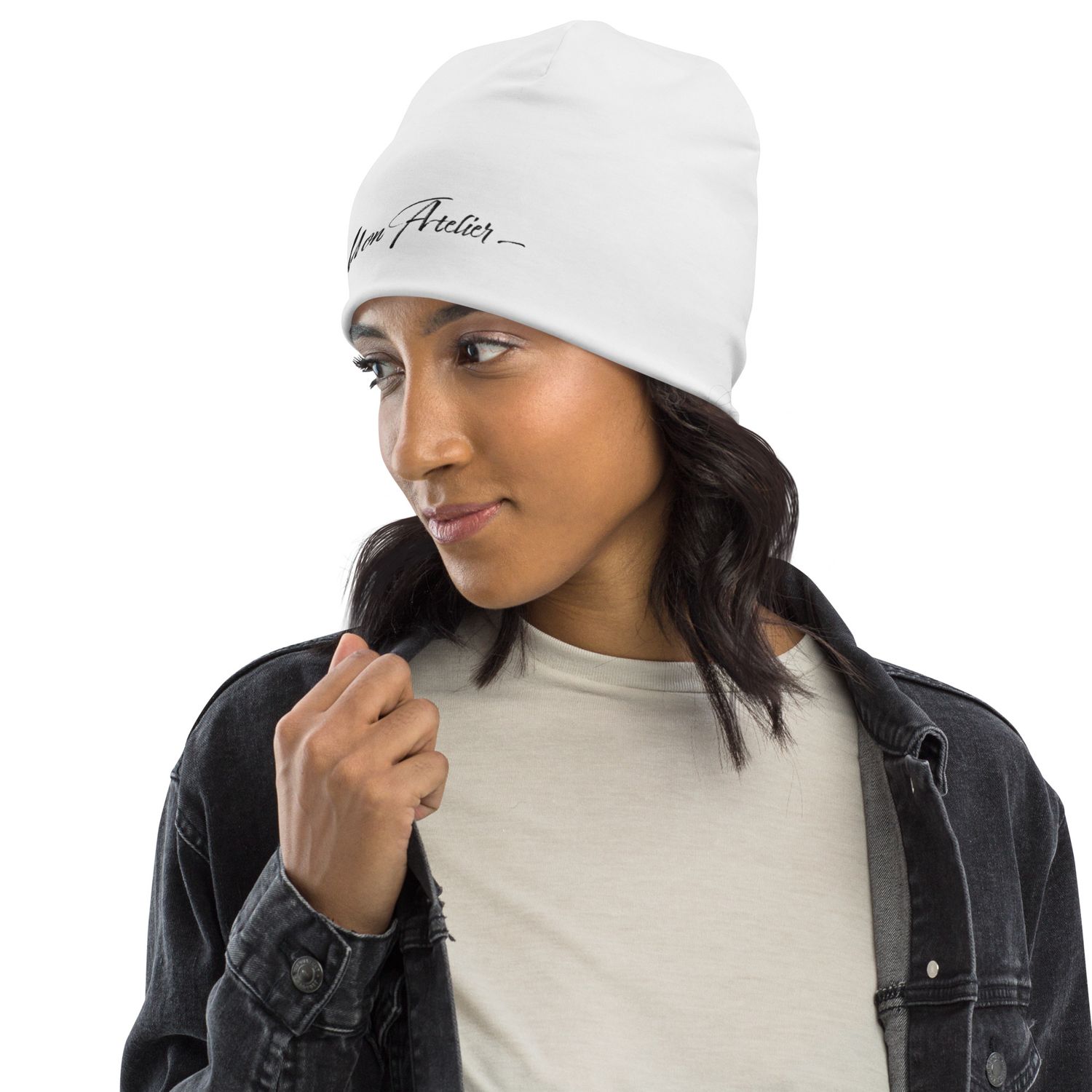 Bonnet All-Over Print Blanc